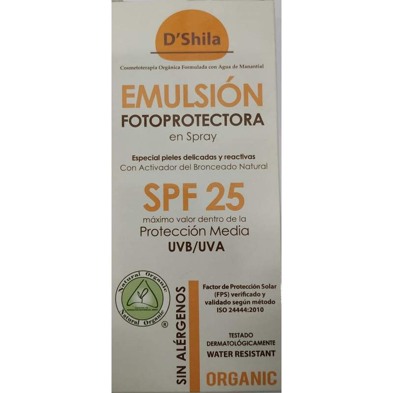 EMULSION FOTOPROTECTORA SPRAY SPF25 200ML(D'Shila)